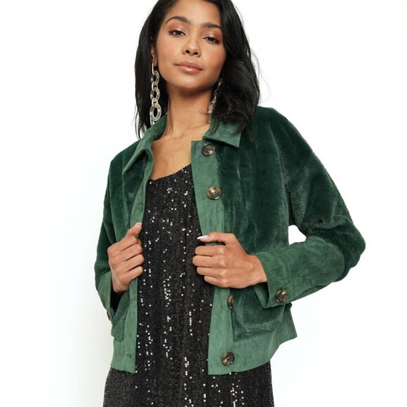 MYSTREE FAUX FUR MIX MEDIA JACKET - Picture 1 of 7